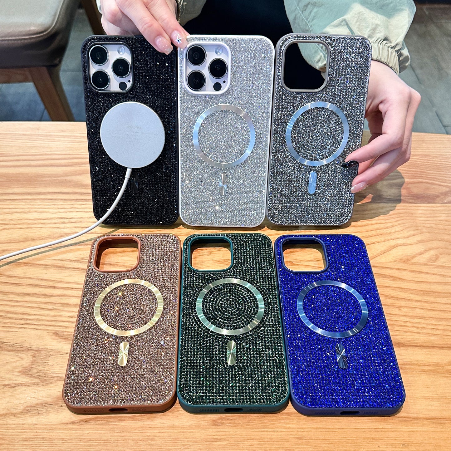 (R1) Crystal Rhinestone MagSafe For iPhone & Samsung